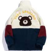 Manteau d'hiver en sherpa à patchwork de couleurs